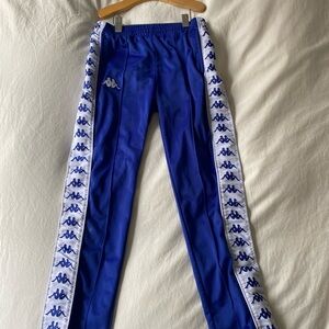 Kappa Royal Blue Track Pants with White Logo Stripes